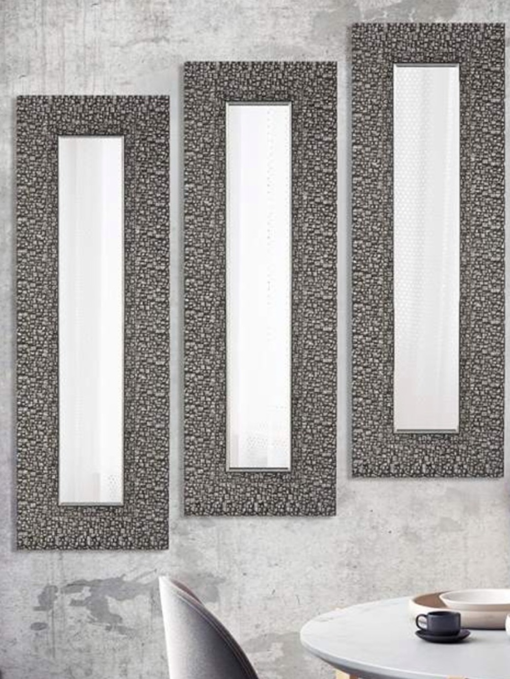 Silver Mosaic Framed Wall Mirror (Set of 3) - Picture 2 of 8